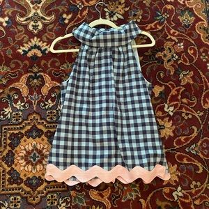 Blue and pink gingham halter top